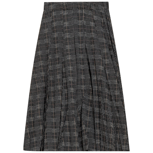 Printed Panelled Skirt Grey Plaid