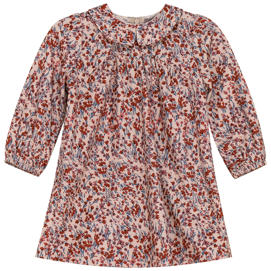 Floral Print Dress with Mesh Floral Print