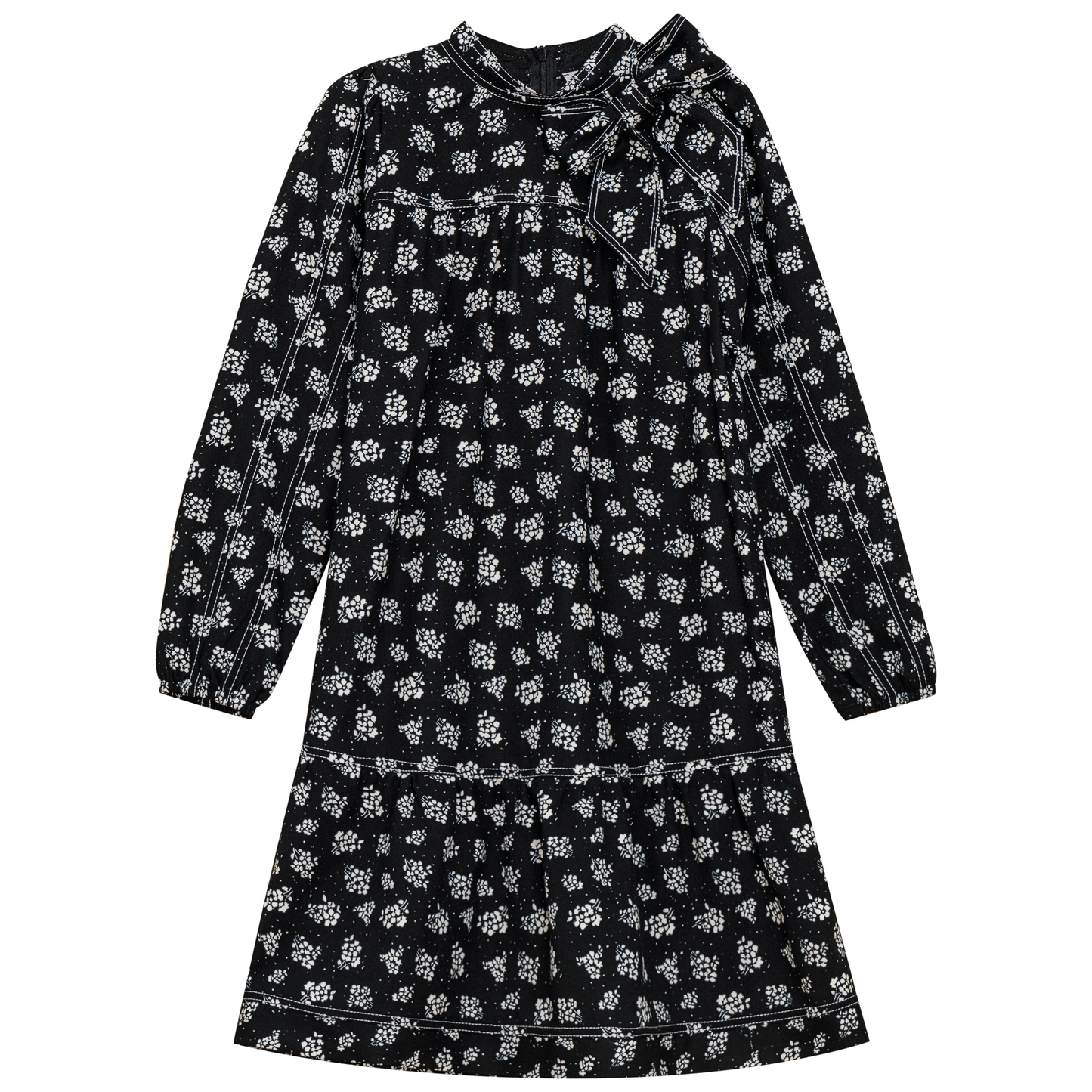 Dress with Bow White Floral