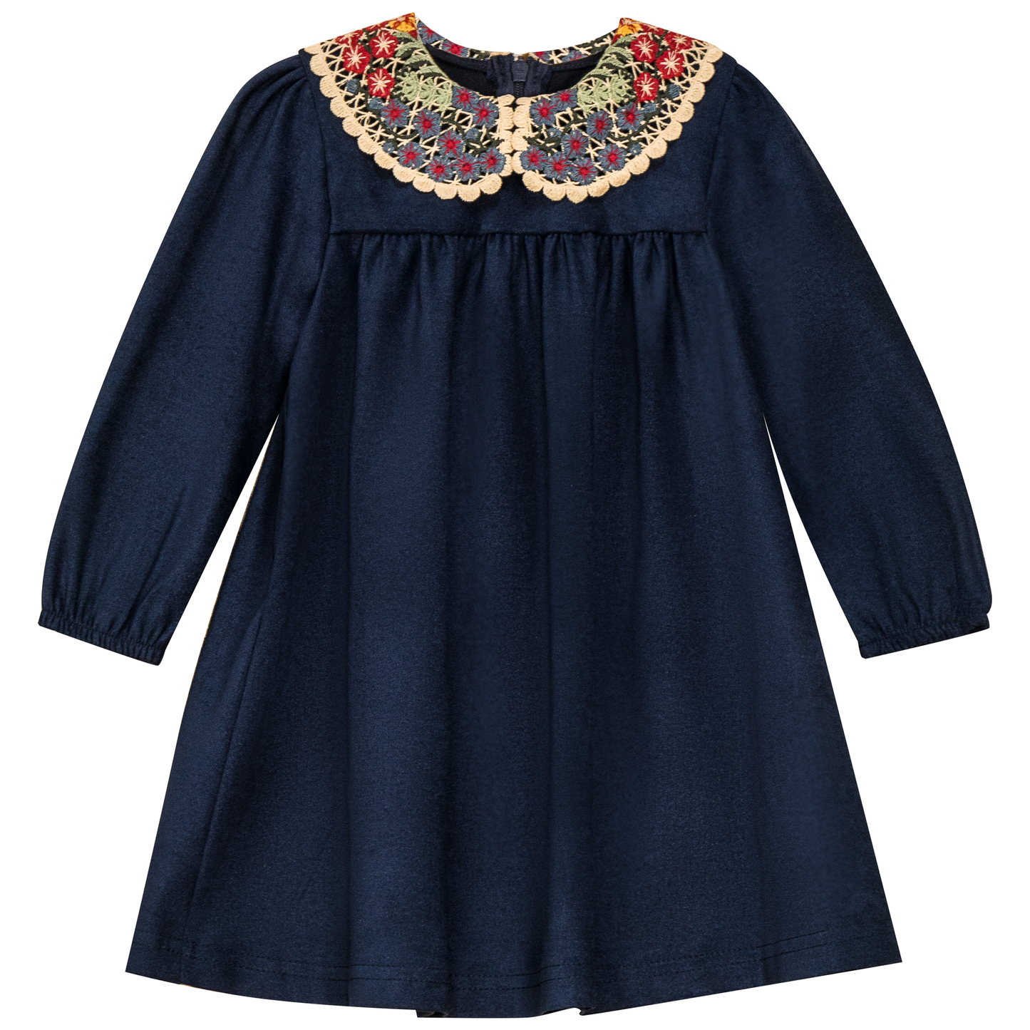 Woven Dress with Collar Navy