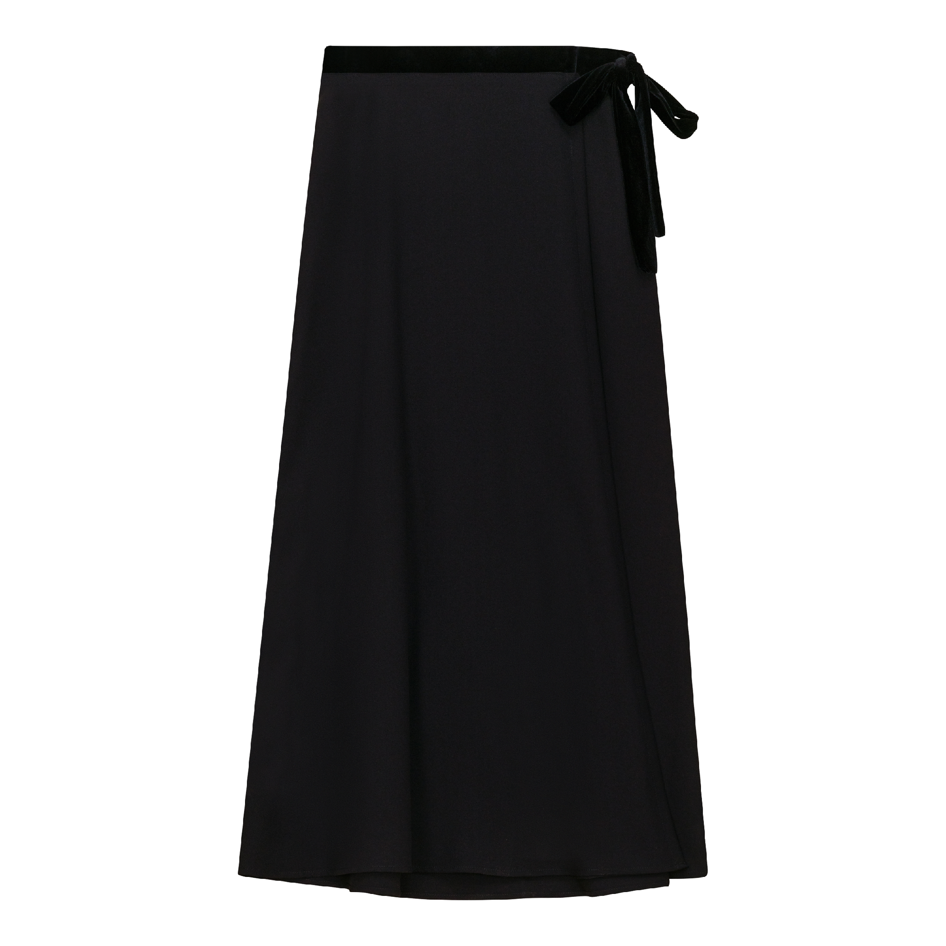 Wrap Skirt with Velour Belt Black