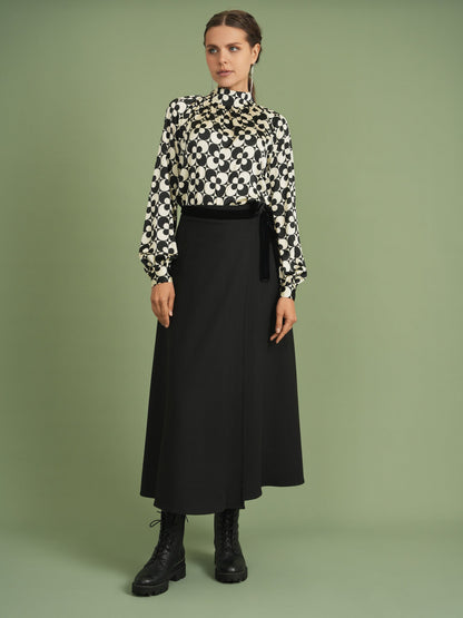 Wrap Skirt with Velour Belt