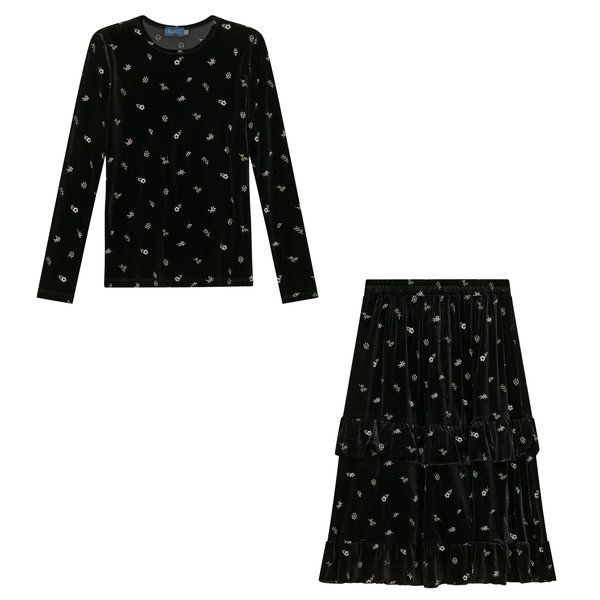 Floral Woven 2Pc Set Black Floral