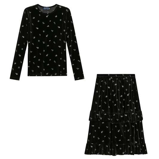 Floral Woven 2Pc Set Black Floral