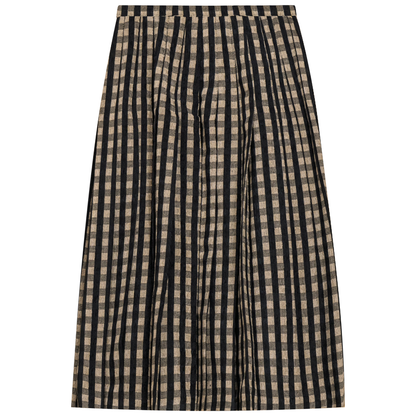 Checkered Pleated Skirt Beige Checks