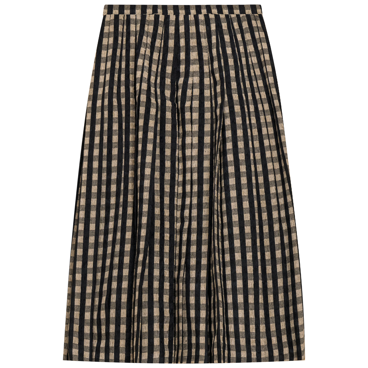 Checkered Pleated Skirt Beige Checks