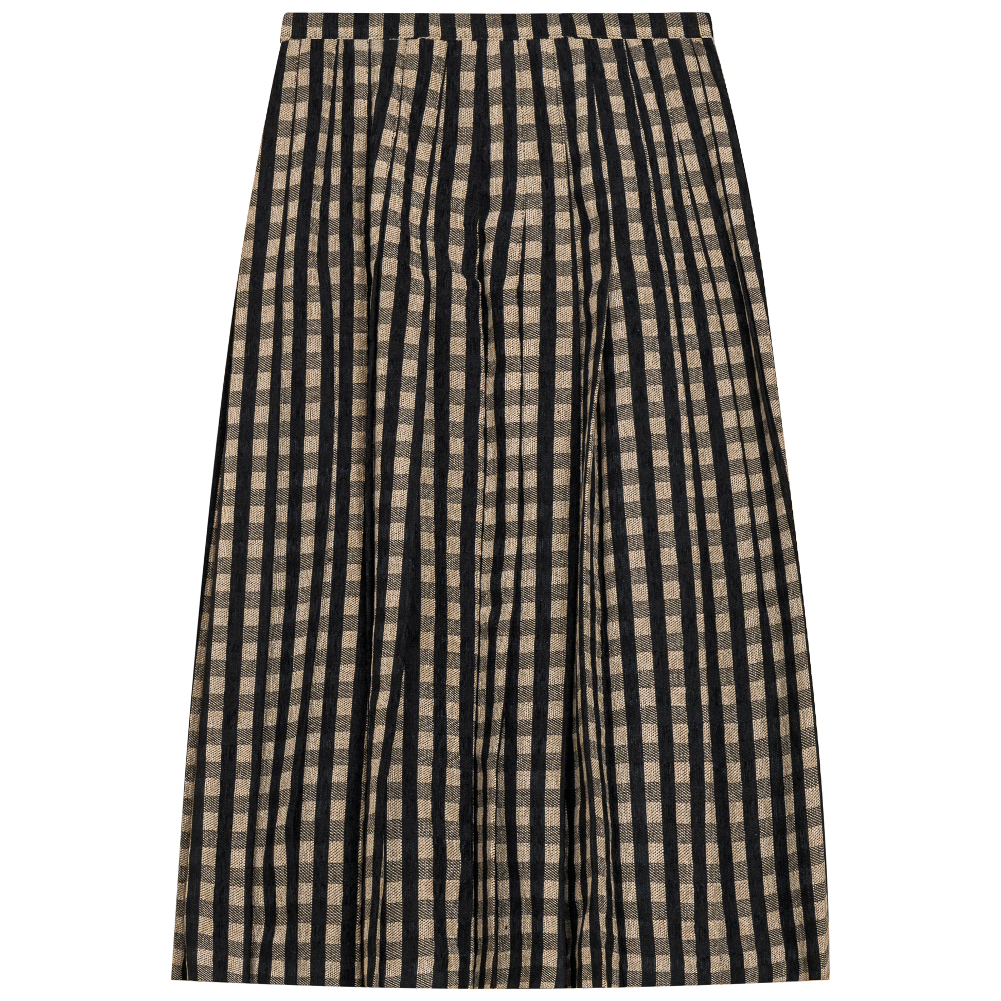 Checkered Pleated Skirt Beige Checks