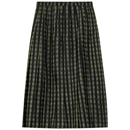 Checkered Pleated Skirt Olive Checks