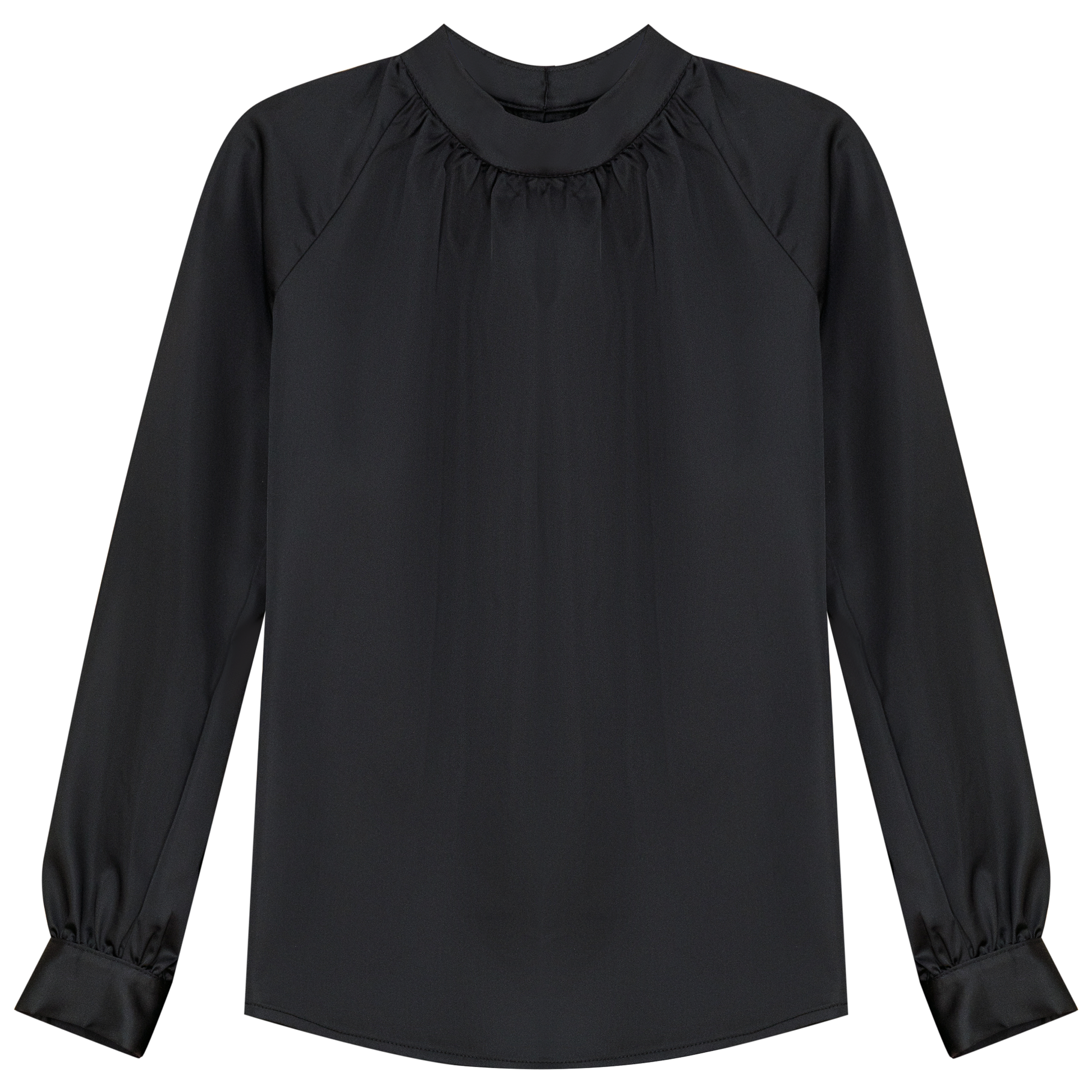 Button Down Top Solid Black