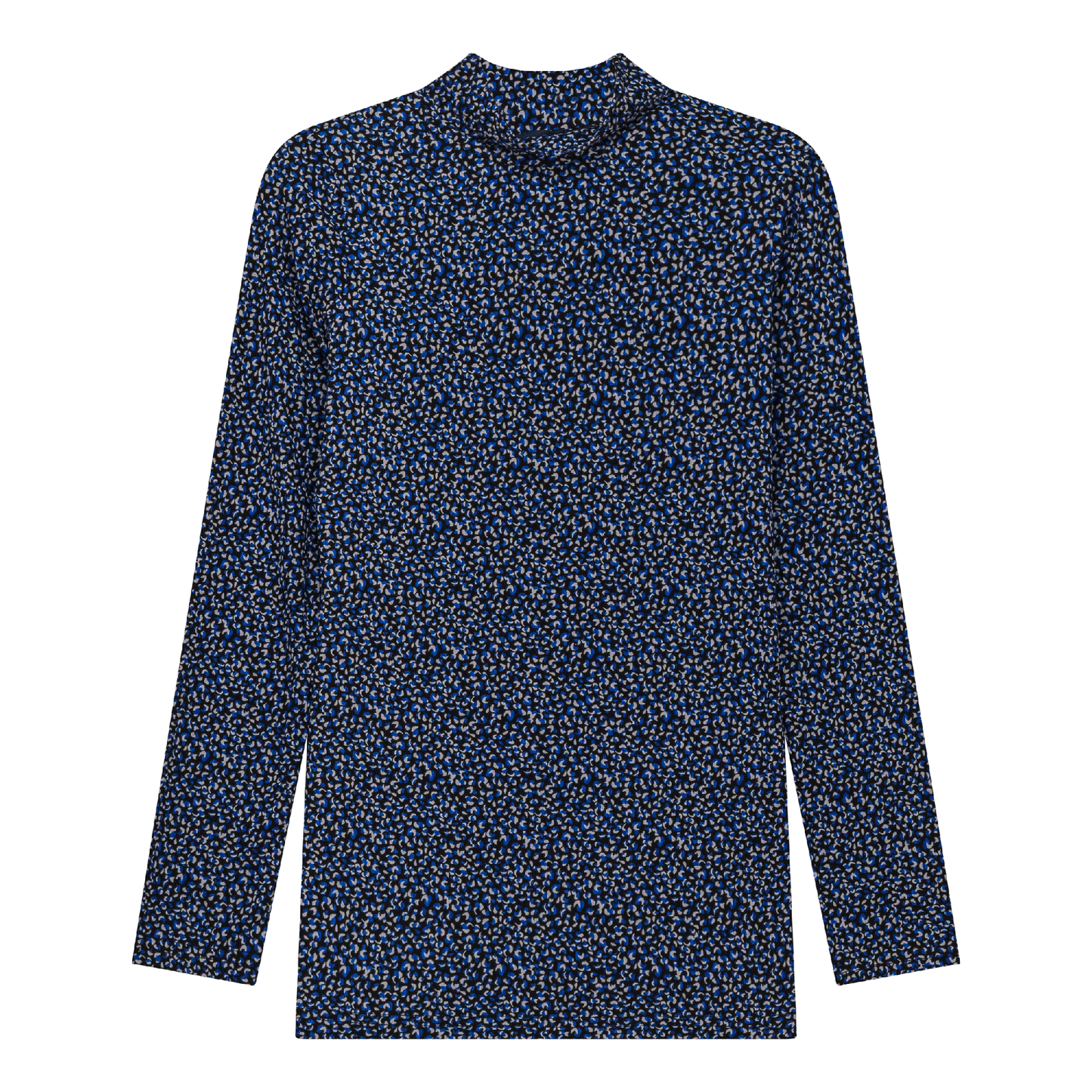 Floral Mock Neck Top Blue Print