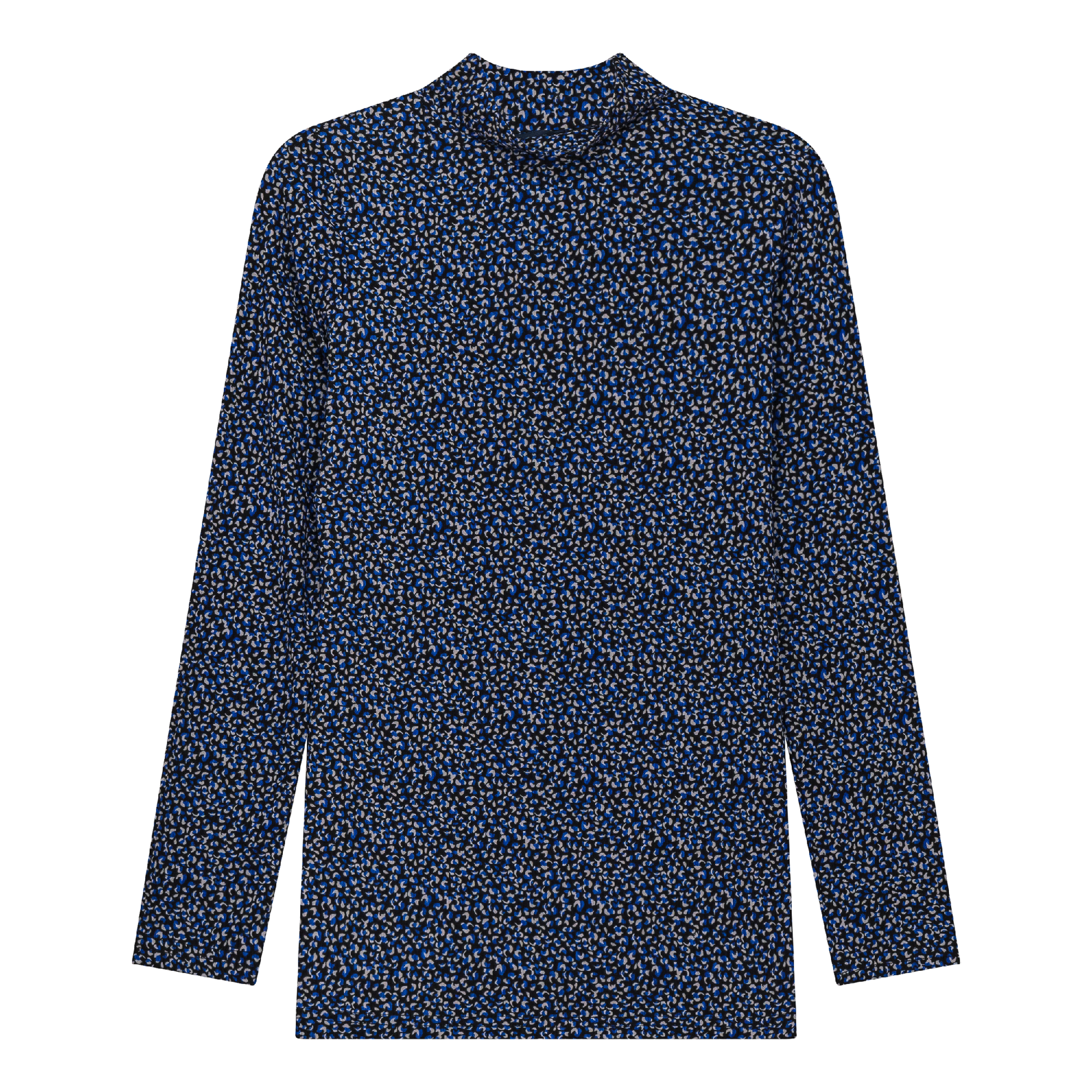 Floral Mock Neck Top Blue Print