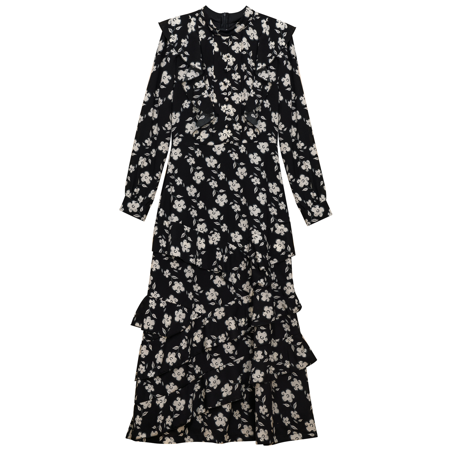 Woven Floral Printed Dress Black Floral