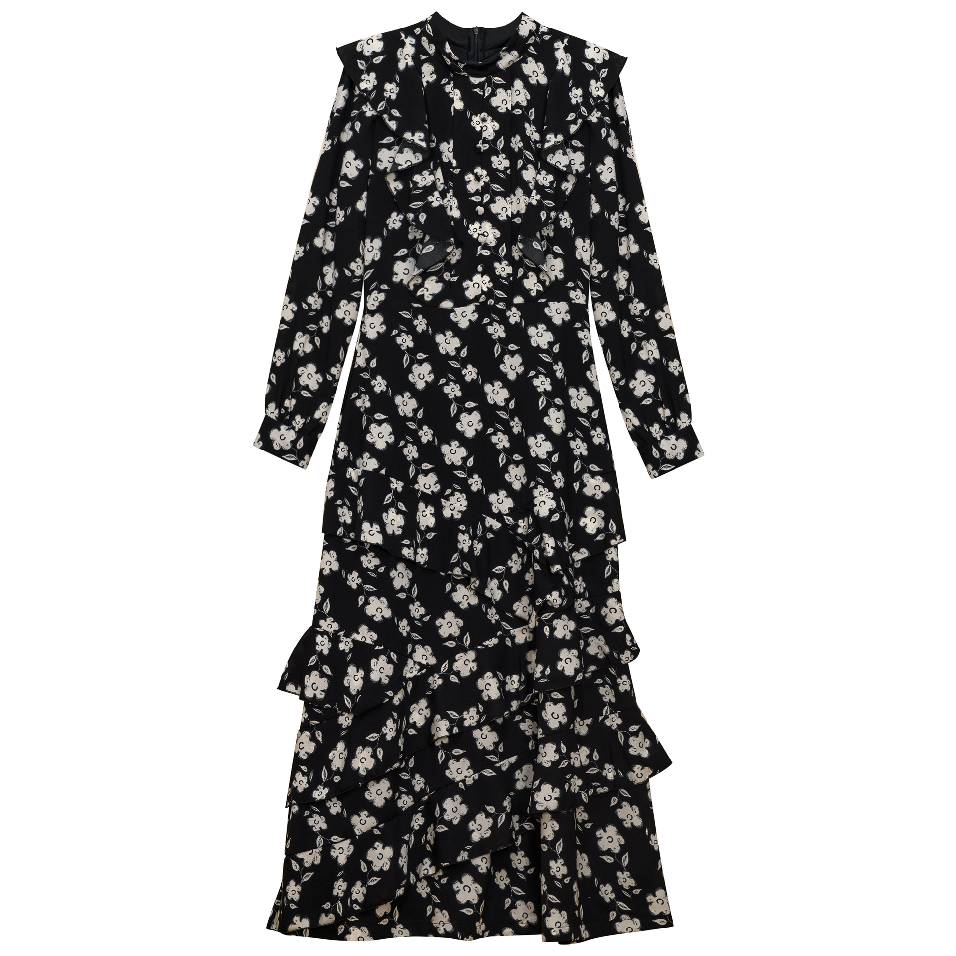Woven Floral Printed Dress Black Floral