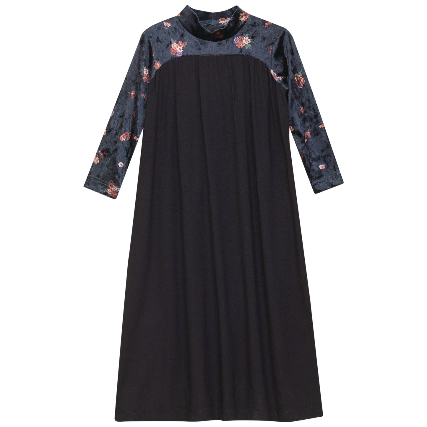 Mock Neck Floral Dress Black Floral