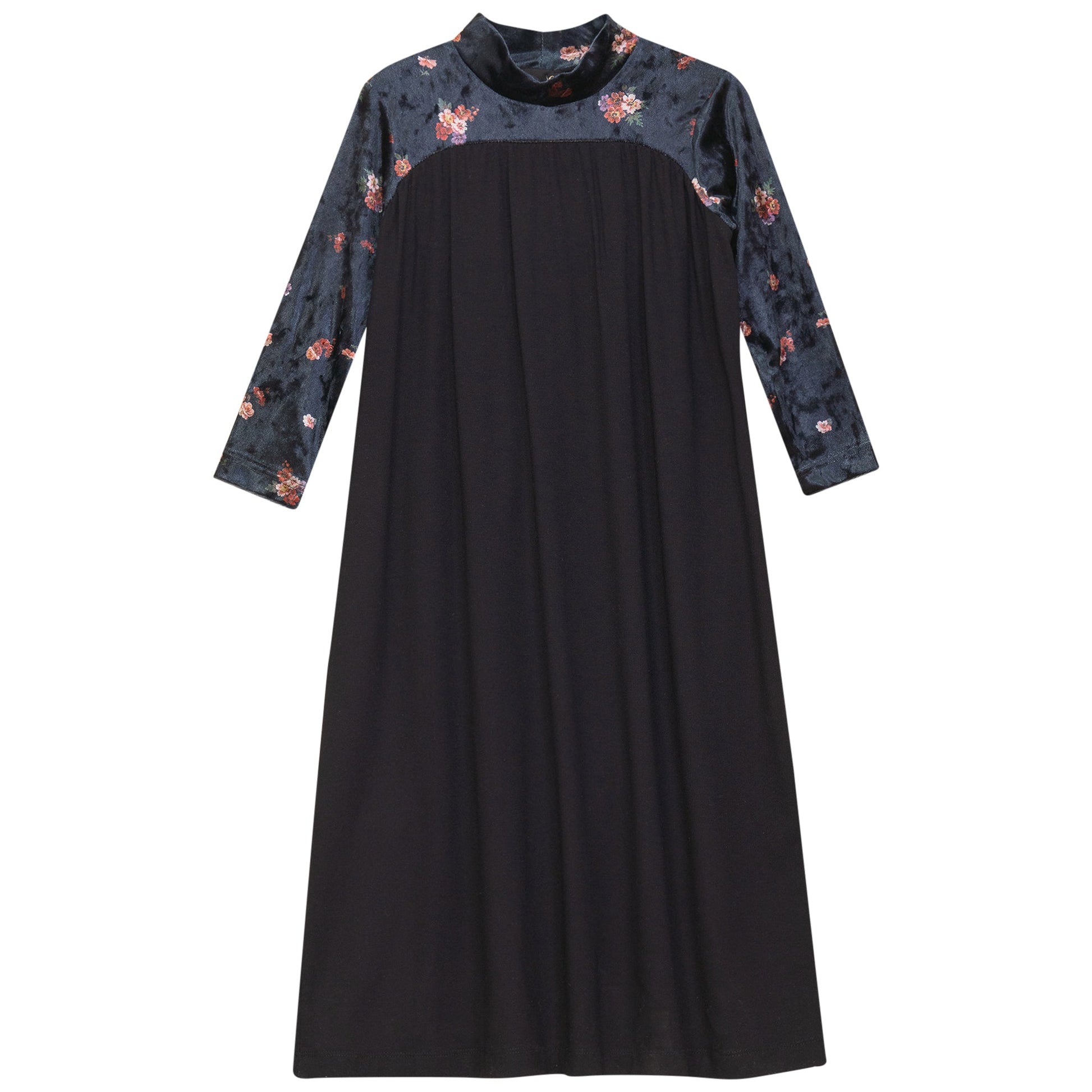 Mock Neck Floral Dress Black Floral