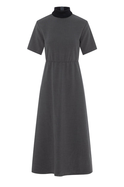 Midi Mock Kneck Dress Charcoal