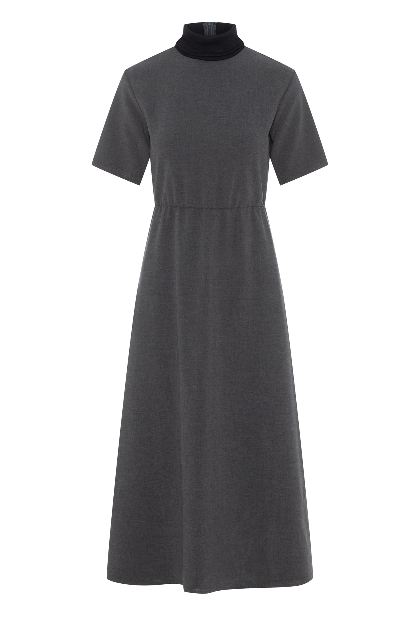 Midi Mock Kneck Dress Charcoal