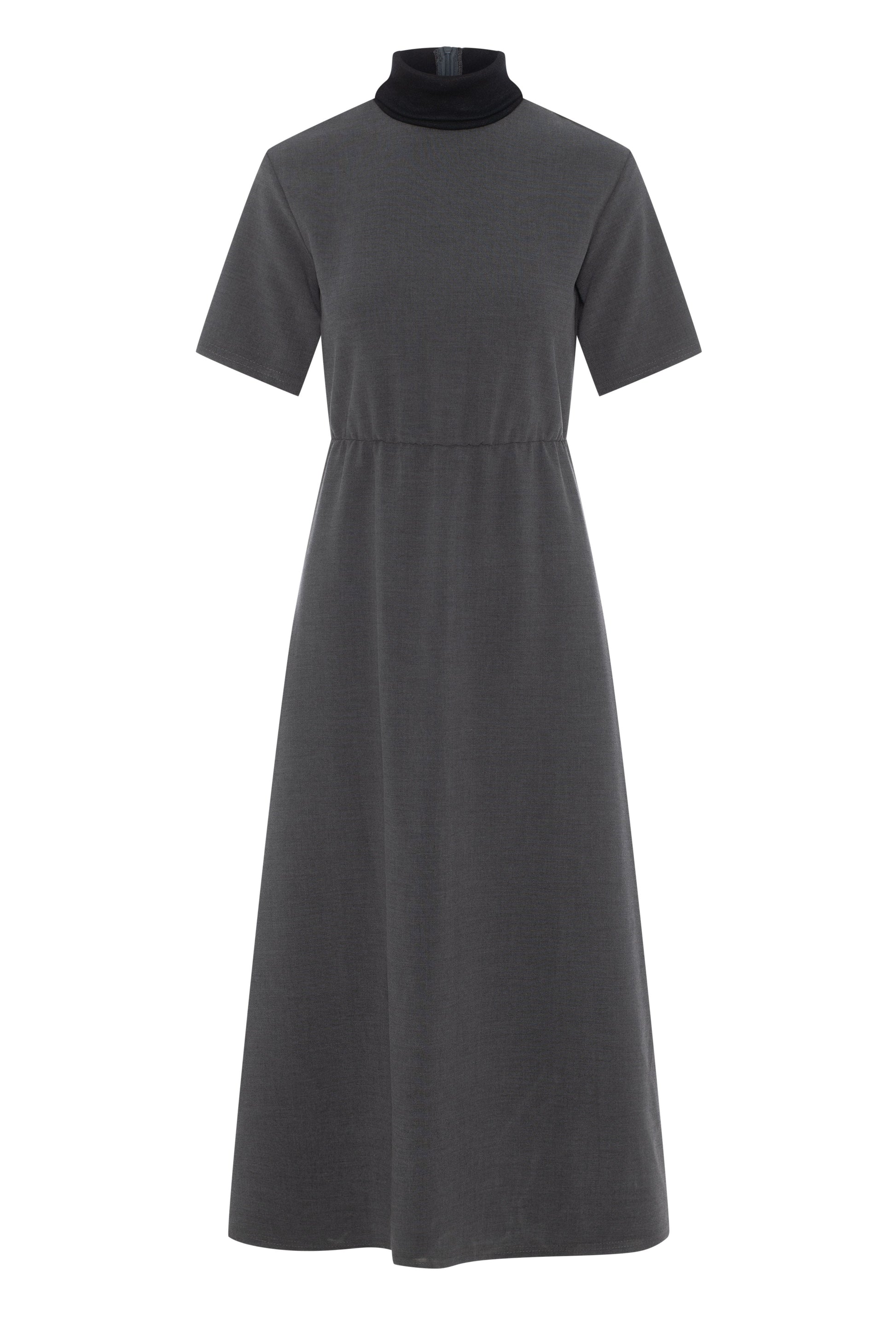 Midi Mock Kneck Dress Charcoal