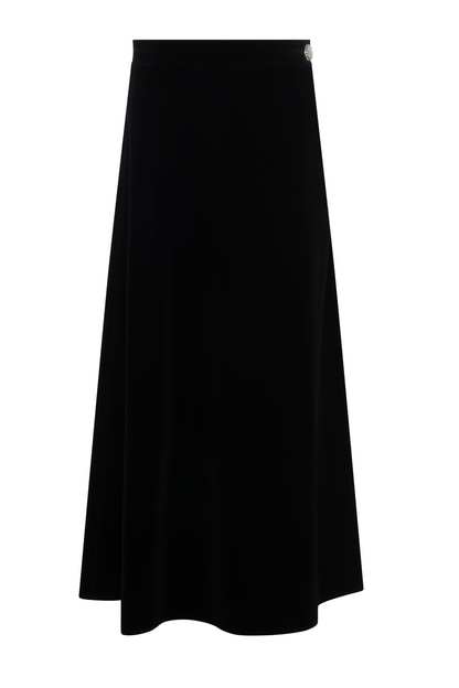 Side Button Paneled Skirt Black