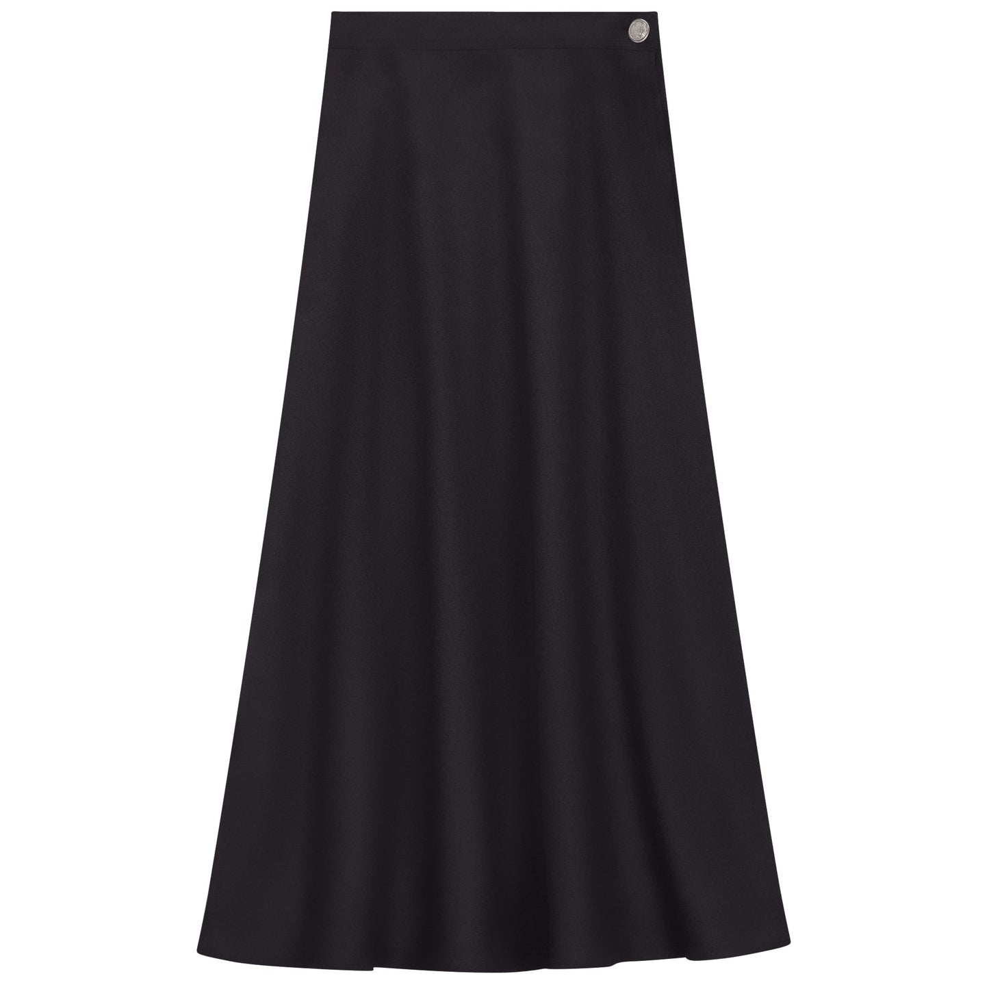 Side Button Paneled Skirt Black