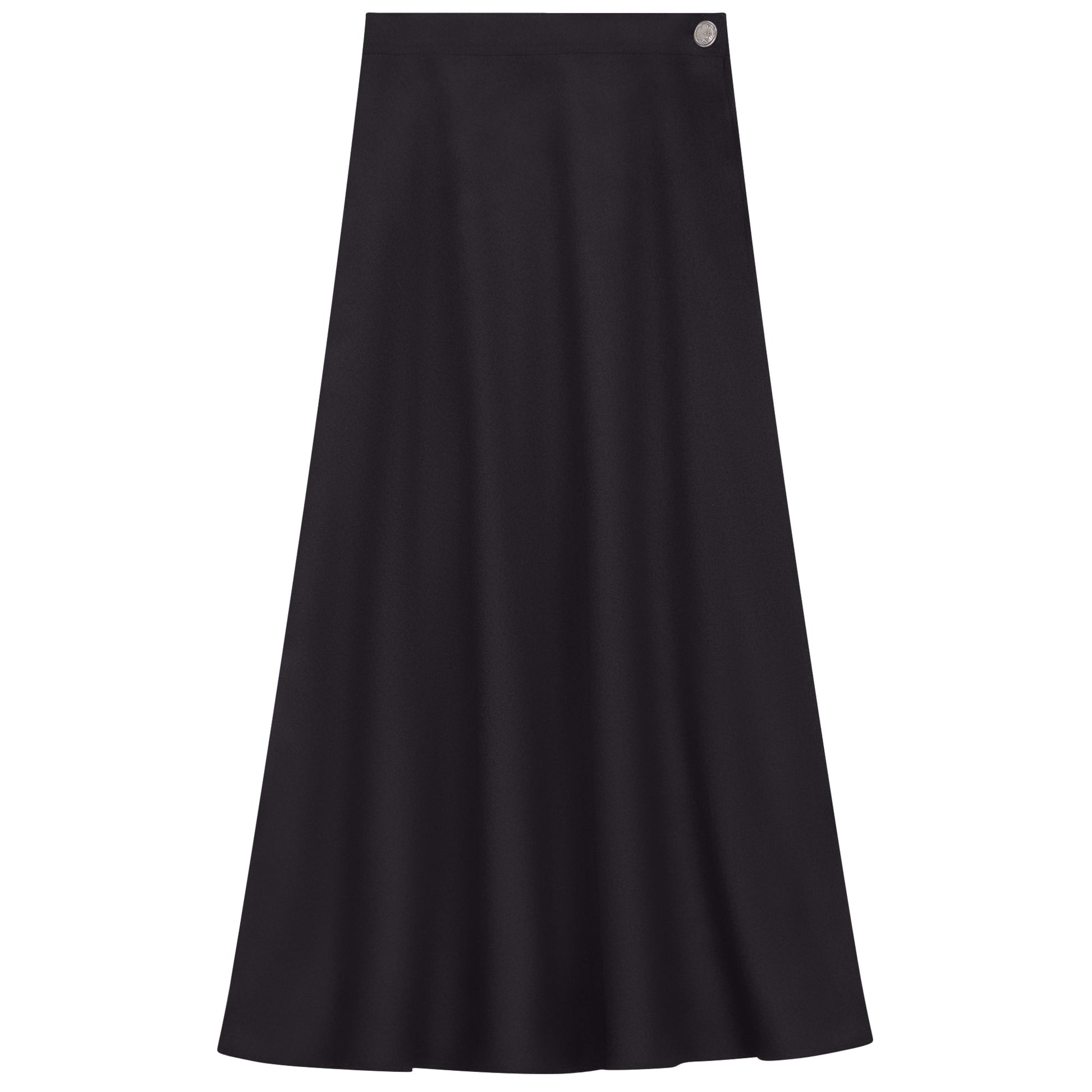 Side Button Paneled Skirt Black