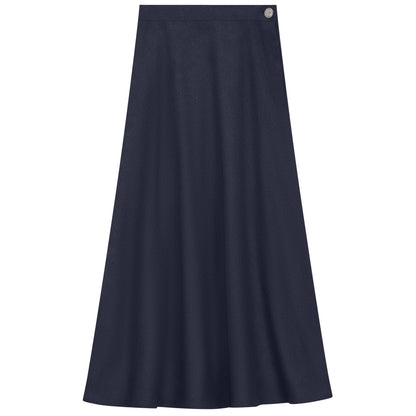 Side Button Paneled Skirt Navy
