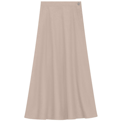 Side Button Paneled Skirt Oatmeal