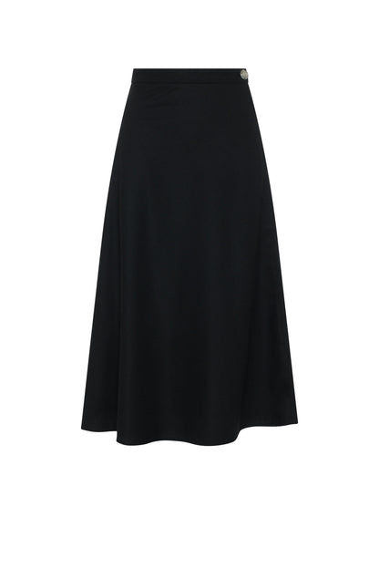 Side Button Paneled Skirt