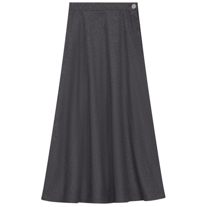 Side Button Paneled Skirt Charcoal