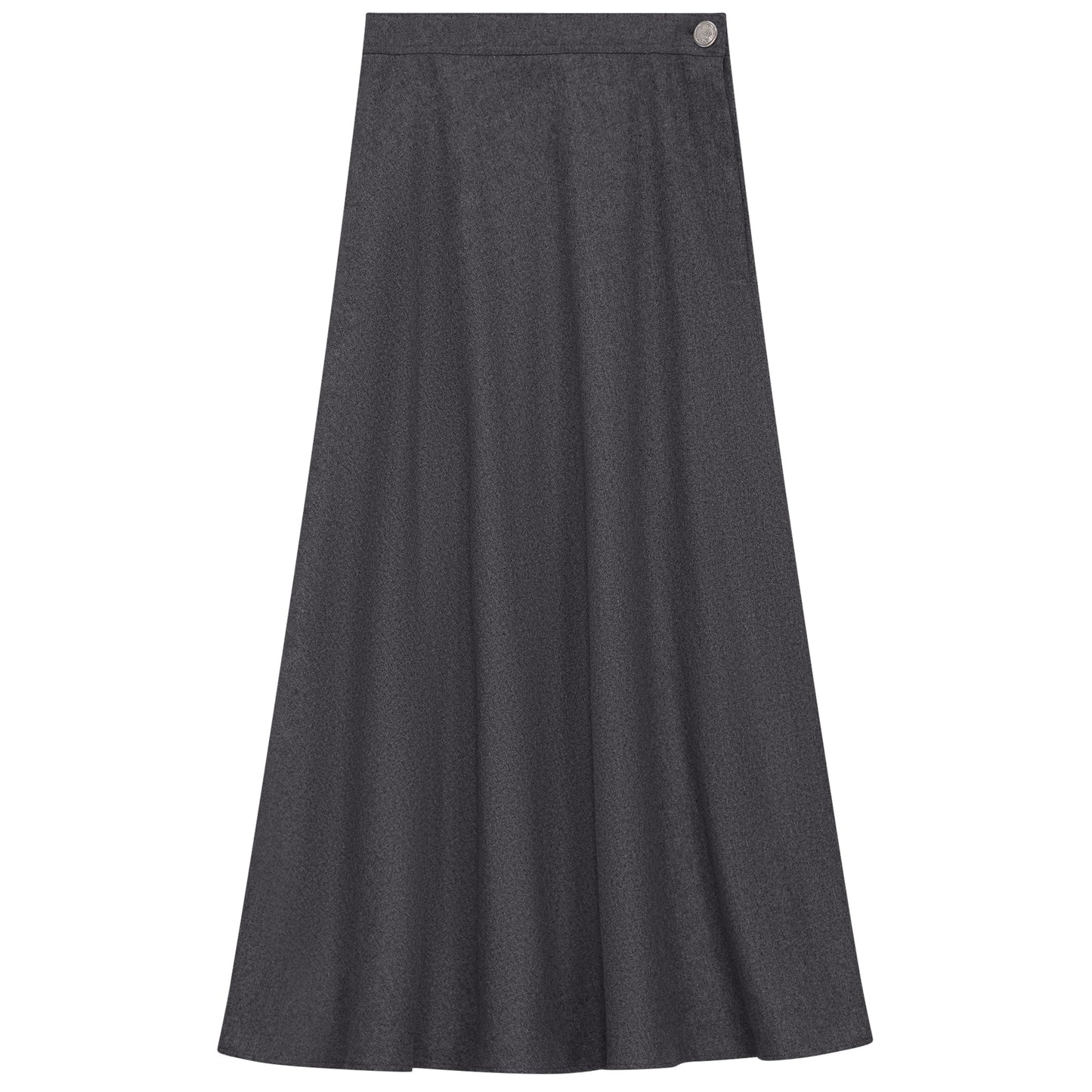 Side Button Paneled Skirt Charcoal