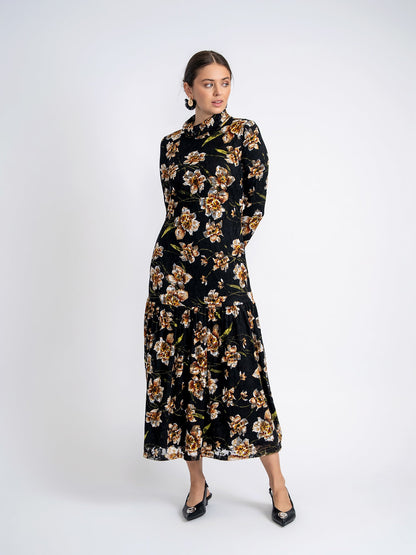 Floral Printed Sheared Dress