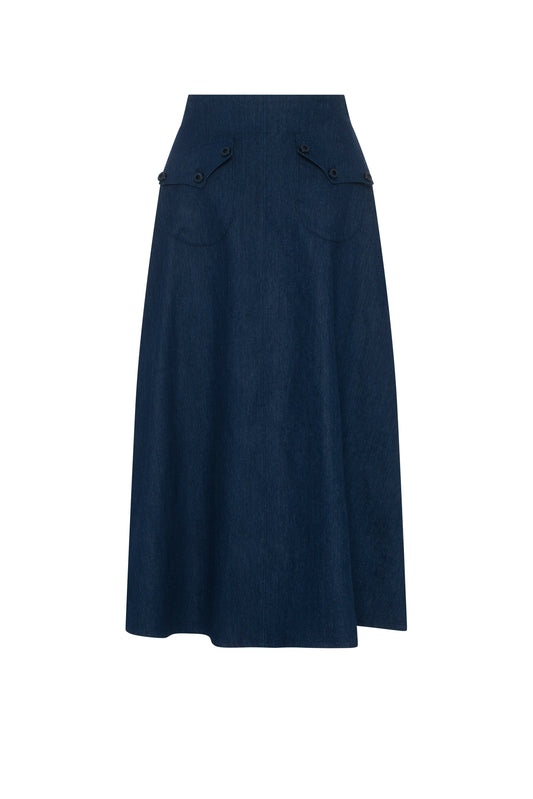 Pocket Denim Skirt Dark Denim