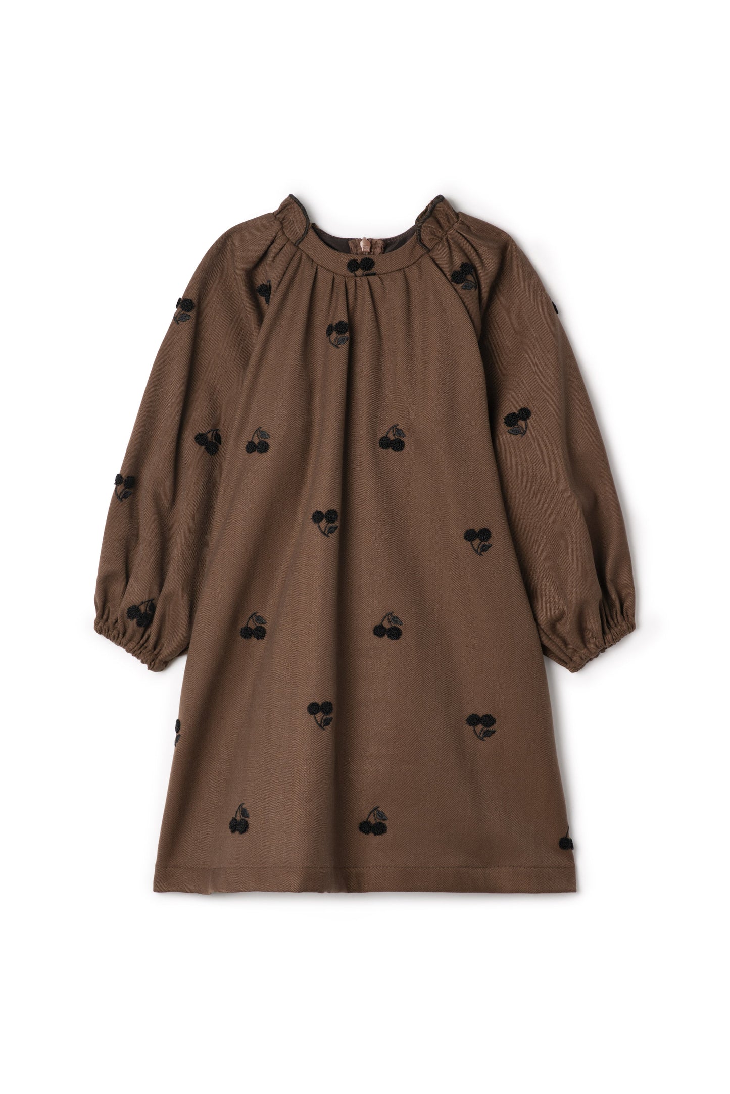 Cherry Applique Dress Brown Cherry