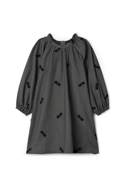 Cherry Applique Dress Grey