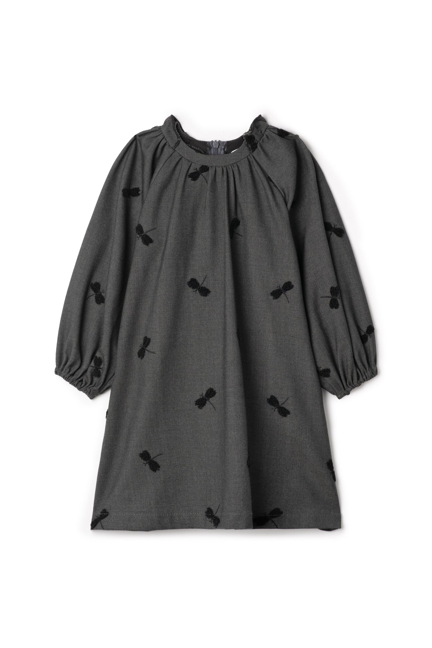 Cherry Applique Dress Grey