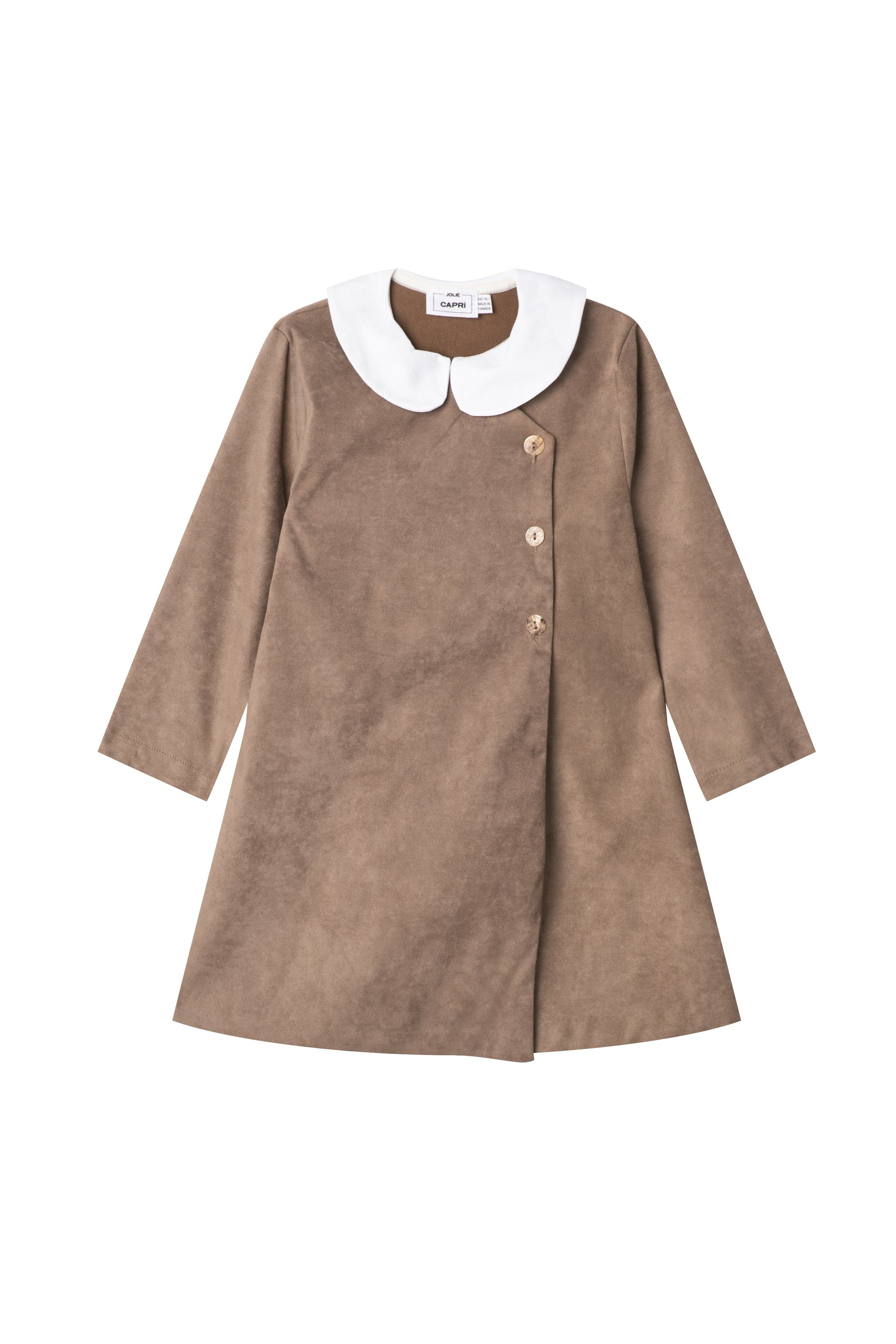 Contrast Collar Dress Coffee