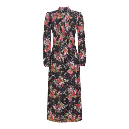 Bow Print Dress Black Multi Color