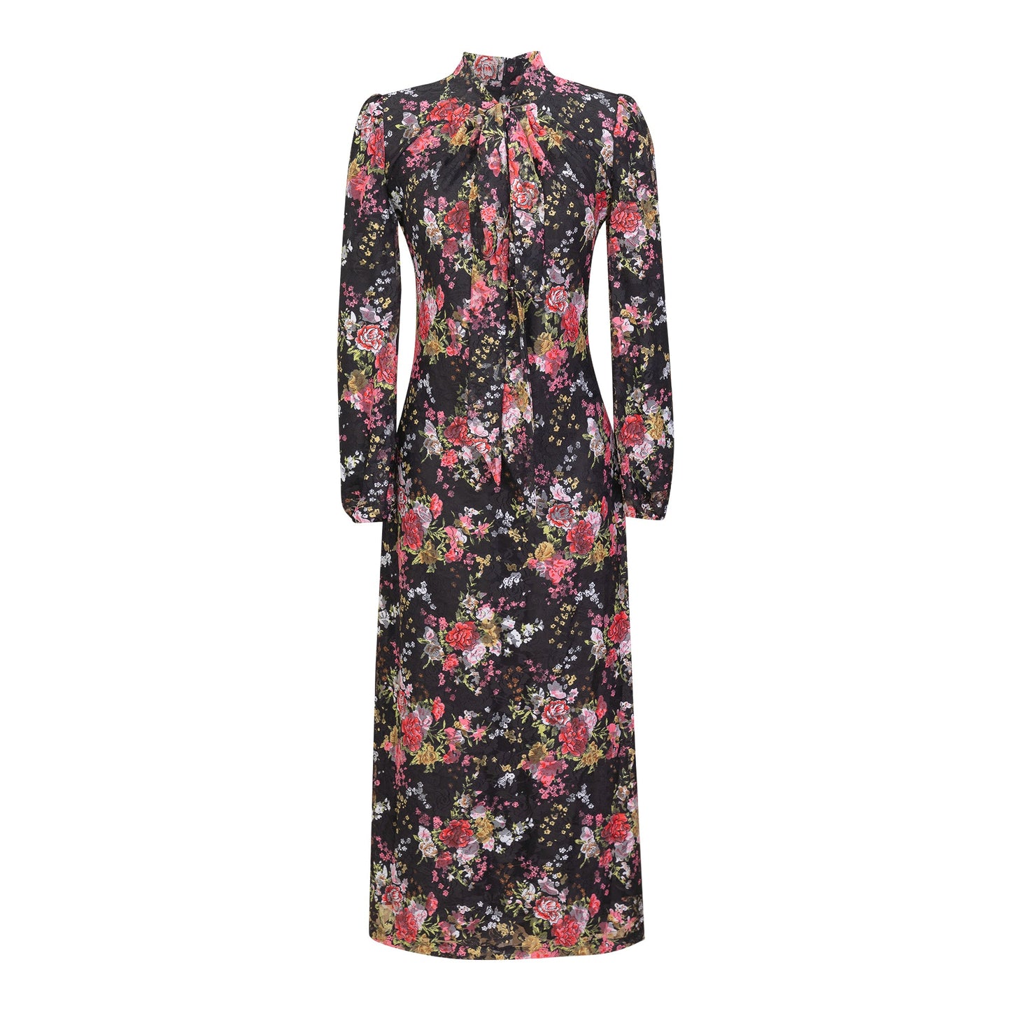 Bow Print Dress Black Multi Color