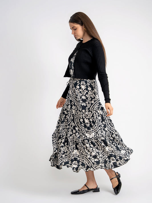 Printed Smocked Waist Jumper