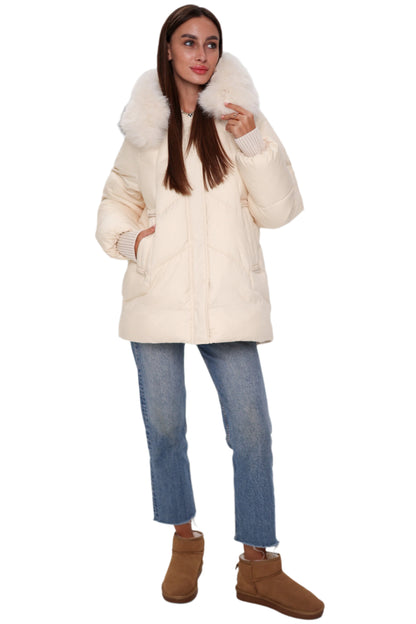 Genuine Polar Fox Thinsulate™ Coat Ivory
