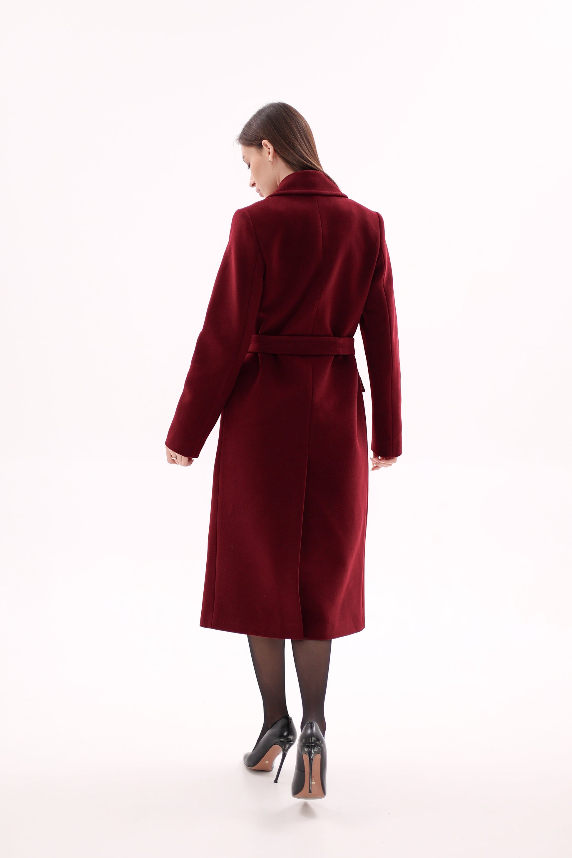 Denise Cashmere Blend Overcoat in Bordeaux