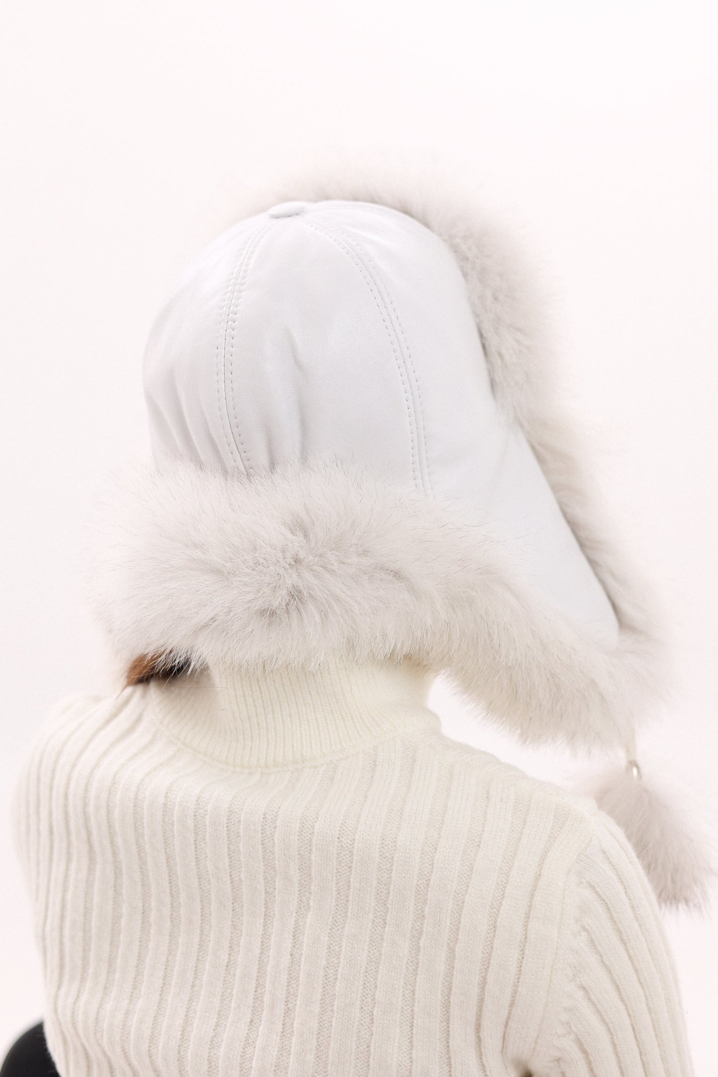 Genuine Arctic Fox Fur Genuine Leather Hat