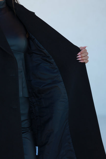 Alaska Classic Cashmere Blend Overcoat in Black