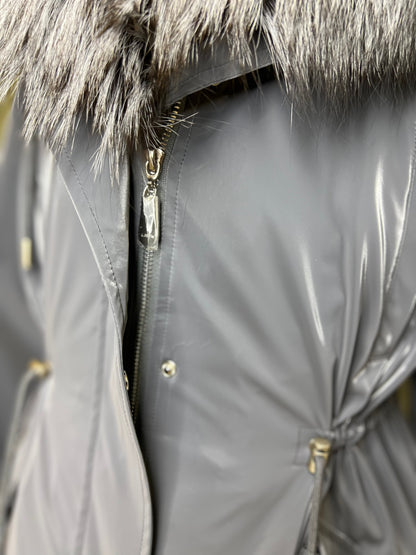 Genuine Silver Fox Fully Lined Hood Rabbit Insulated Parka