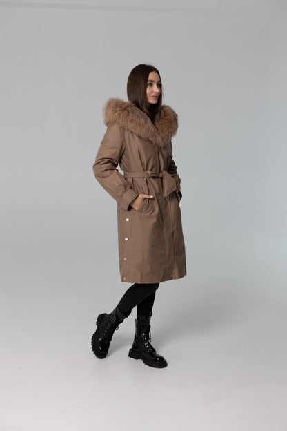 Genuine Fox Fur Trim Rabbit Fur Insulated Parka