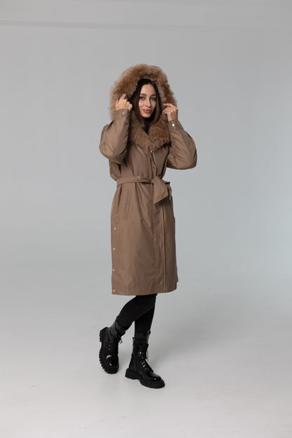 Genuine Fox Fur Trim Rabbit Fur Insulated Parka