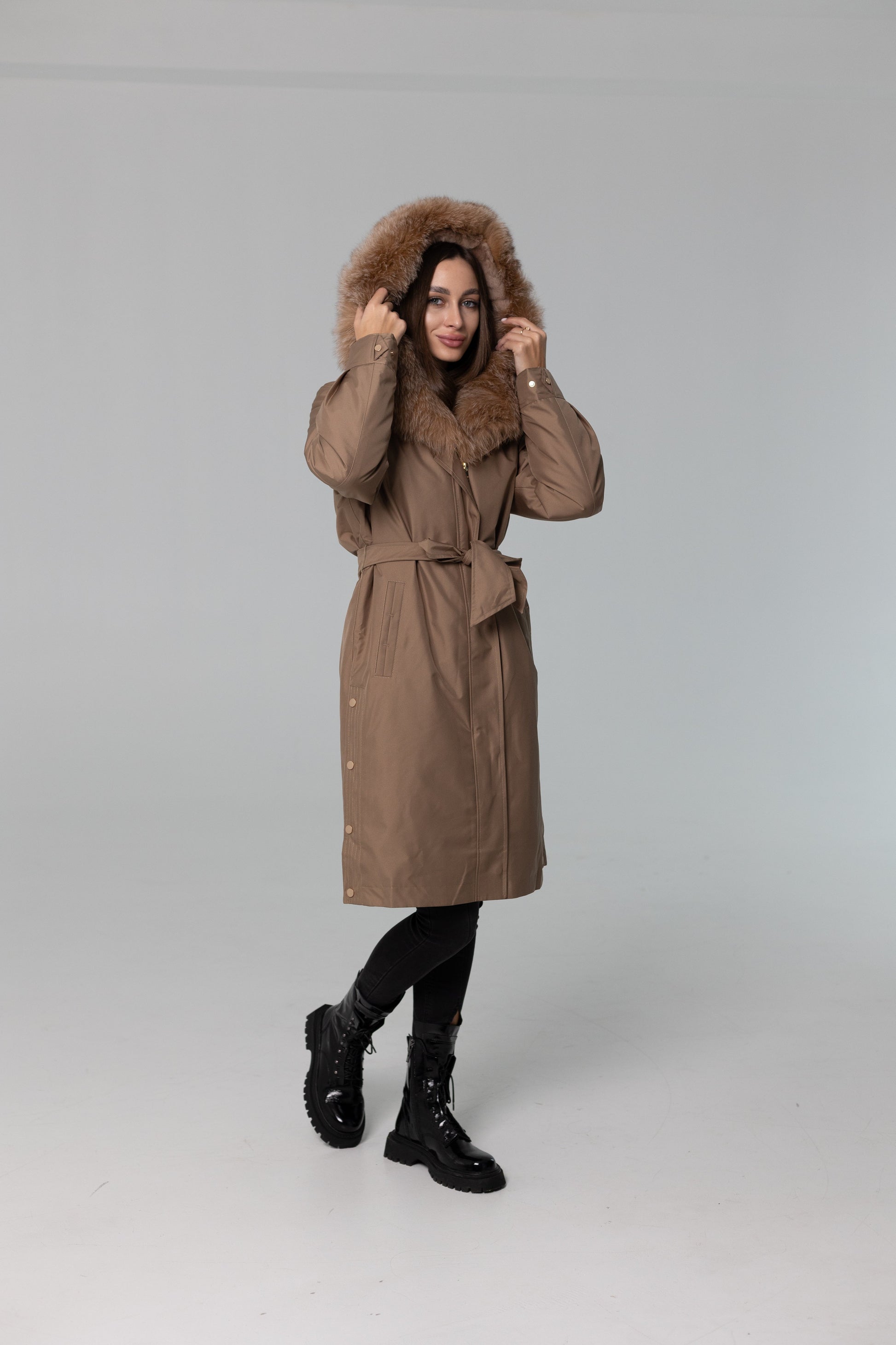 Genuine Fox Fur Trim Rabbit Fur Insulated Parka