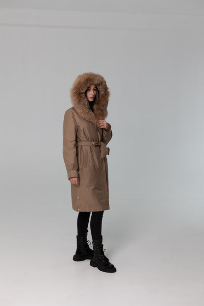 Genuine Fox Fur Trim Rabbit Fur Insulated Parka
