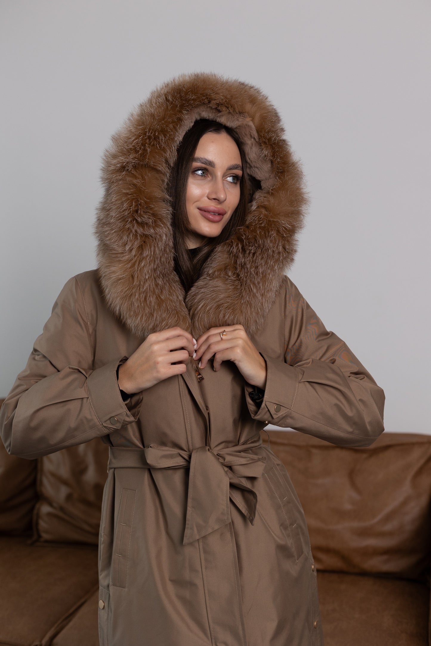 Genuine Fox Fur Trim Rabbit Fur Insulated Parka