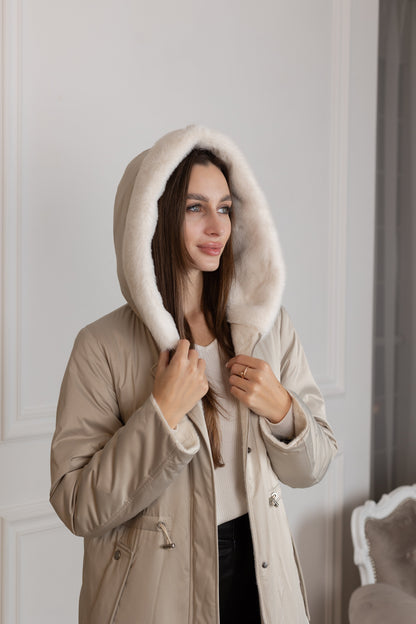 ⇆ Reversible Faux Alpaca Satin Hooded Coat